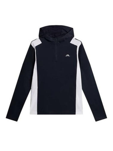 Lucas Quarter Zip Hooded Long Sleeve T-Shirt Navy - J.LINDEBERG - BALAAN 1