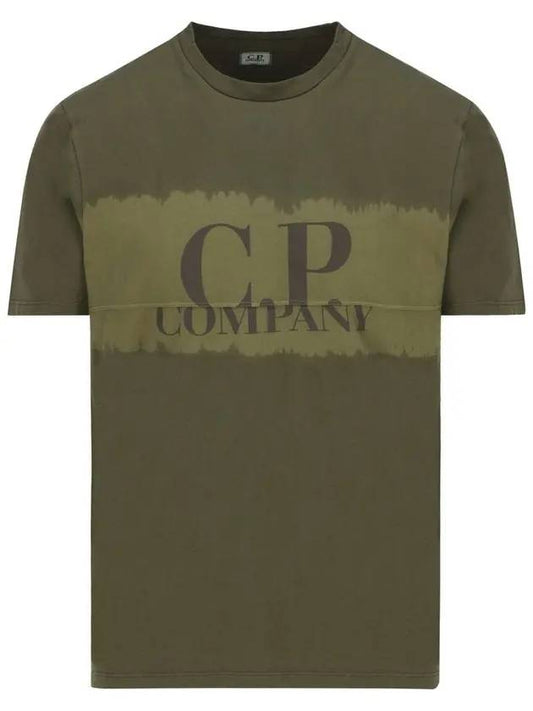 Vintage Washing Logo Cotton Short Sleeve T-Shirt Khaki - CP COMPANY - BALAAN.