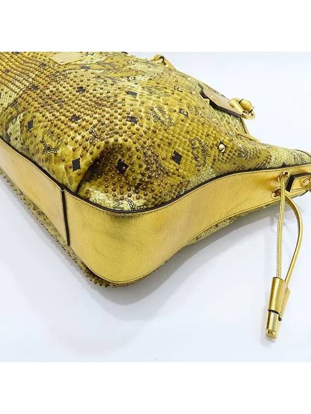 MCM MWD3SVG02YW001 Gold color python pattern printing stud decoration tote bag shoulder strap 2WAY - MCM - BALAAN 6