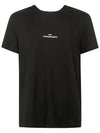 Reverse Embroidered Logo Stitched Cotton Short Sleeve T-Shirt Black - MAISON MARGIELA - BALAAN 1