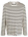 Striped Motif Cotton Long Sleeve T-shirt Beige Grey - JIL SANDER - BALAAN 2