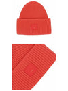 Face Patch Ribbed Wool Beanie Red - ACNE STUDIOS - BALAAN 6