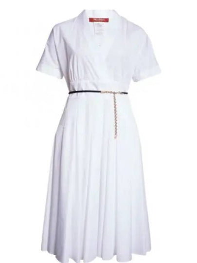 Alatri V-neck Cotton Long Dress White - MAX MARA - BALAAN 2