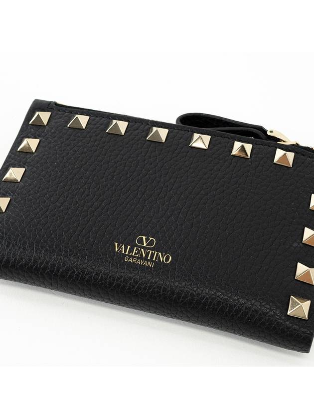 Rockstud Zip Up Card Wallet Black - VALENTINO - BALAAN 8