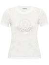 Crystal Logo Short Sleeve T Shirt Off White - MONCLER - BALAAN 1