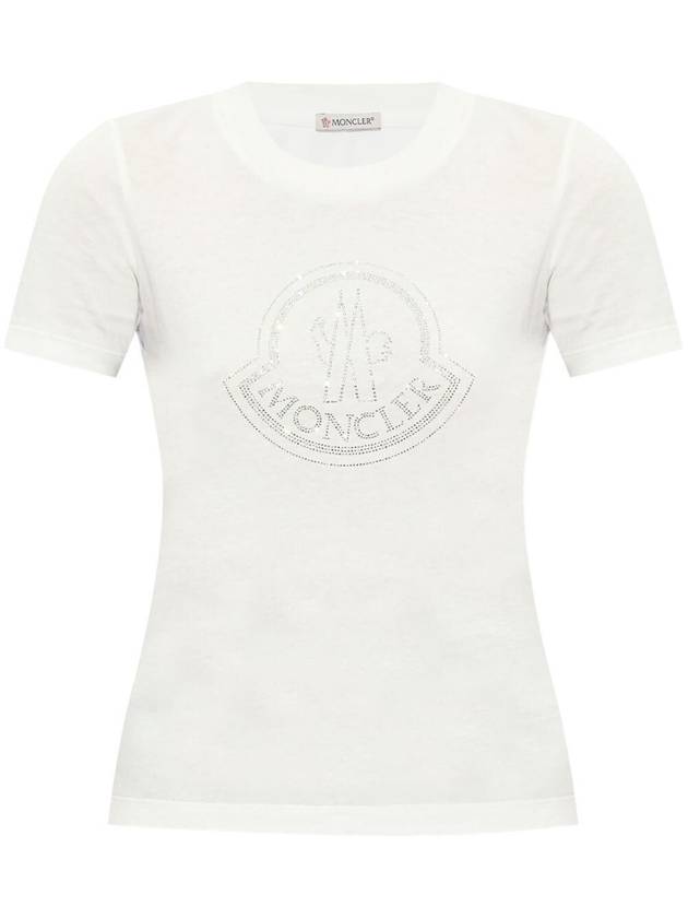 Crystal Logo Short Sleeve T Shirt Off White - MONCLER - BALAAN 1