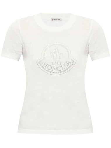 Crystal Logo Short Sleeve T-Shirt Off White - MONCLER - BALAAN 1