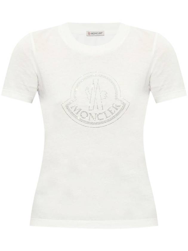 Crystal Logo Short Sleeve T-Shirt Off White - MONCLER - BALAAN 1