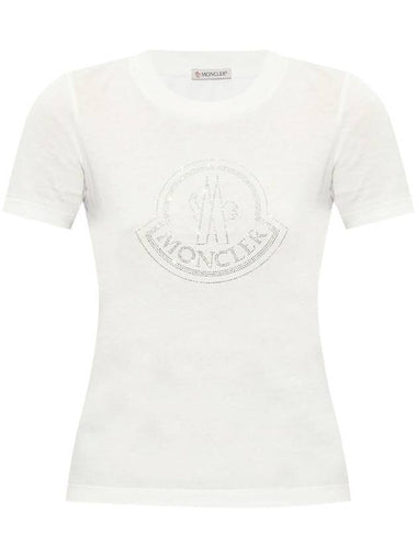 Crystal Logo Short Sleeve T-Shirt Off White - MONCLER - BALAAN 1