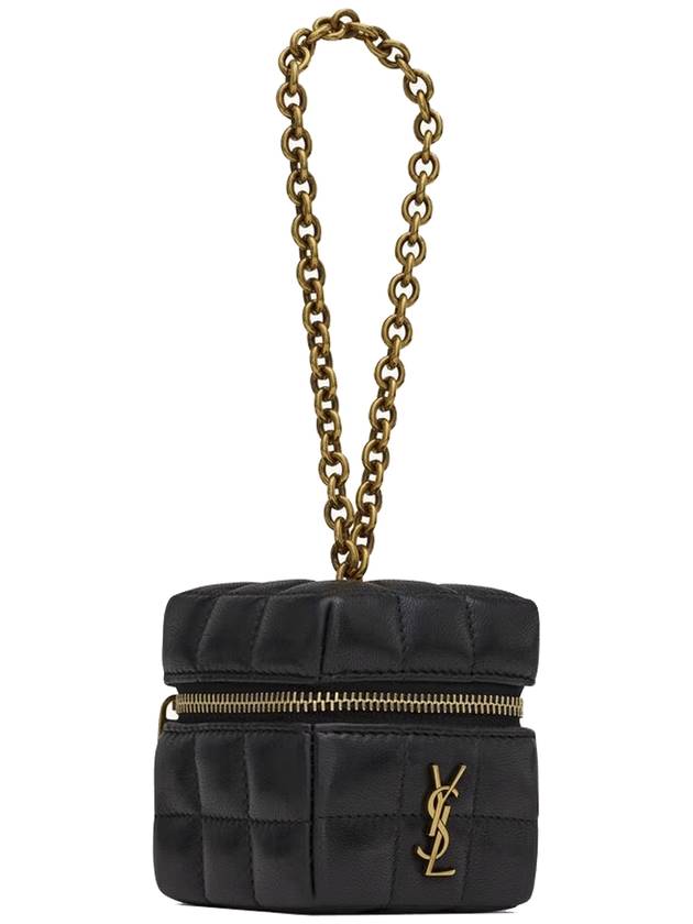 Cassandra Matelasse Carré Mini Cube Chain Leather Mini Bag Black - SAINT LAURENT - BALAAN 4