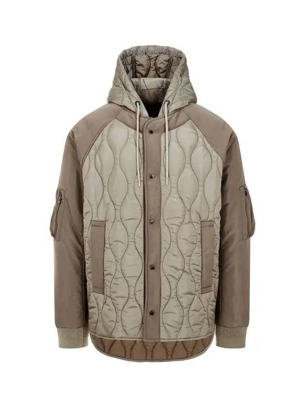 Men s Detachable Hooded Wave Quilted Jacket Green 270884 - EMPORIO ARMANI - BALAAN 1