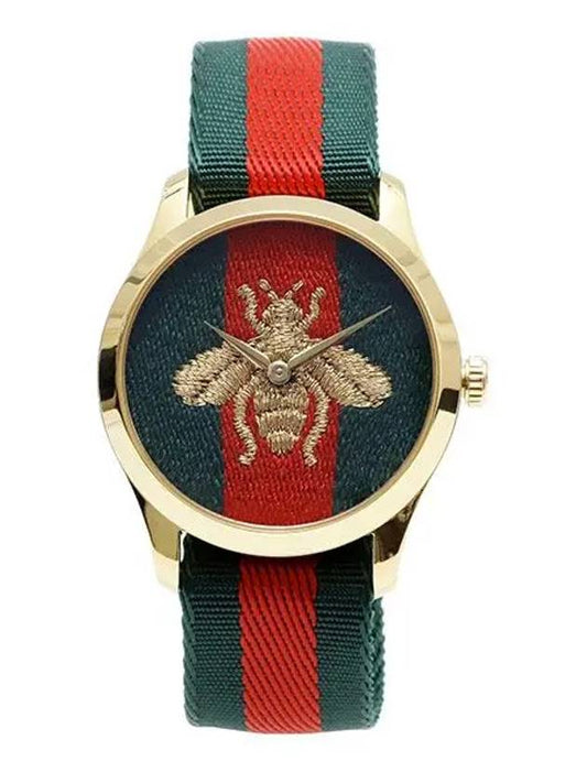 Bee Fabric Band Watch Green Red - GUCCI - BALAAN 2