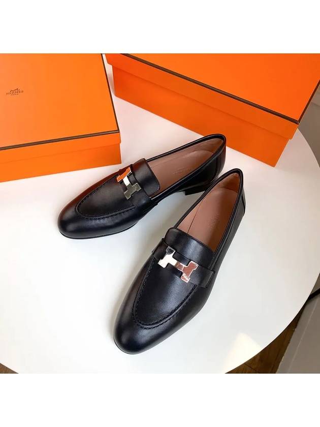 Paris Loafers Goatskin Palladium Noir - HERMES - BALAAN 3