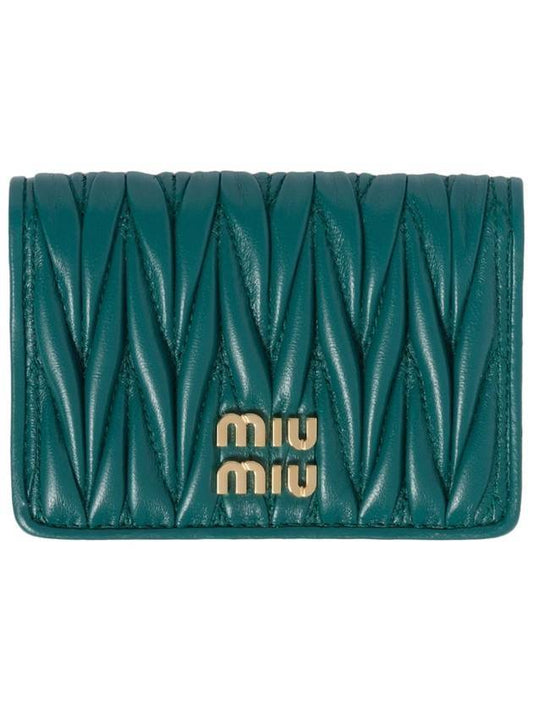 Matelasse Nappa Leather Card Wallet Lagoon Blue - MIU MIU - BALAAN 1