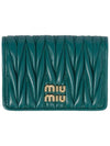 Matelasse Nappa Leather Card Wallet Lagoon Blue - MIU MIU - BALAAN 1