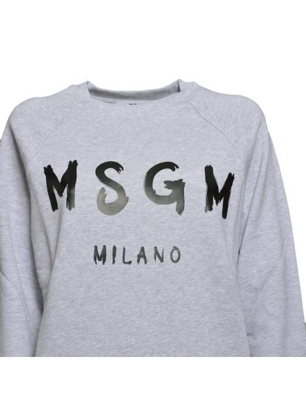 Milano Brushed Logo Print Crew Neck Sweatshirt Grey - MSGM - BALAAN 4