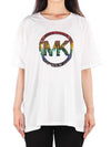 Women's Rainbow Logo Short Sleeve T-Shirt White - MICHAEL KORS - BALAAN 2