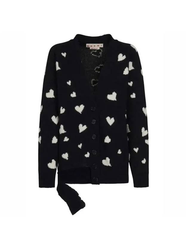 Bunch of Hearts Wool Cardigan Black - MARNI - BALAAN 1