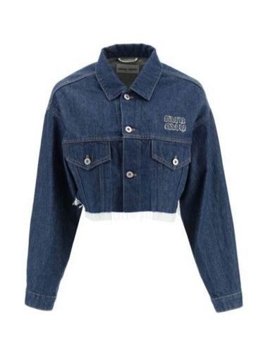 40 MiuMiu Women s Denim Crop Cut Blouson Jacket - MIU MIU - BALAAN 1