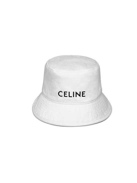 Logo Gabardine Cotton Bucket Hat White - CELINE - BALAAN 1