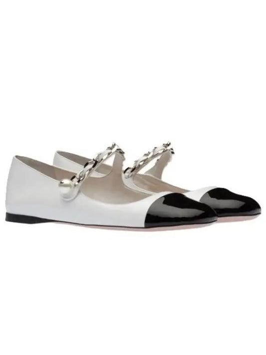 Patent Leather Ballerina Black White - MIU MIU - BALAAN 2