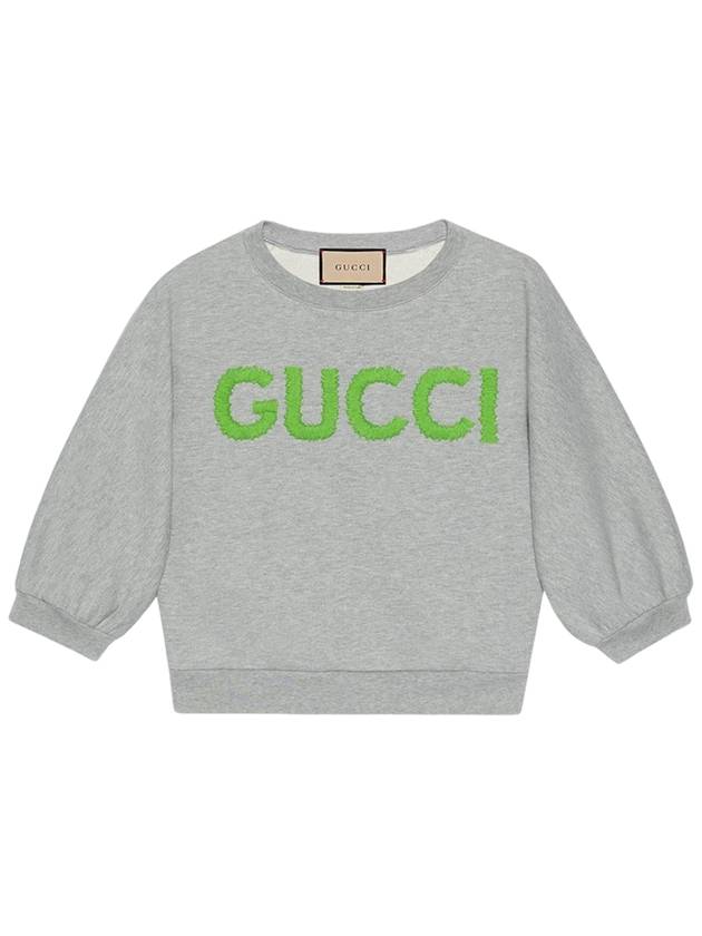 Cotton Jersey Crop Sweatshirt Grey - GUCCI - BALAAN 2