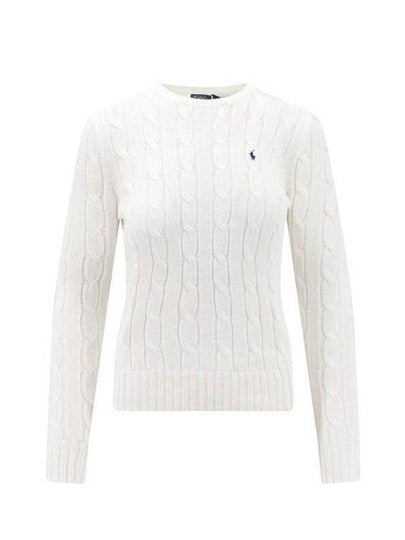 Embroidered Logo Pony Cable Knit Top White - POLO RALPH LAUREN - BALAAN 2