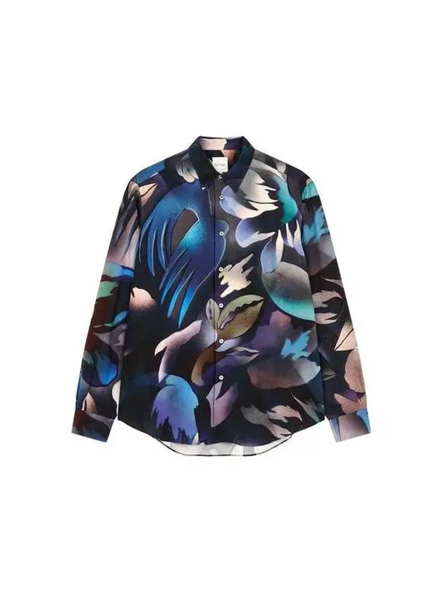 Flower print rayon shirt dark indigo 270903 - PAUL SMITH - BALAAN 1