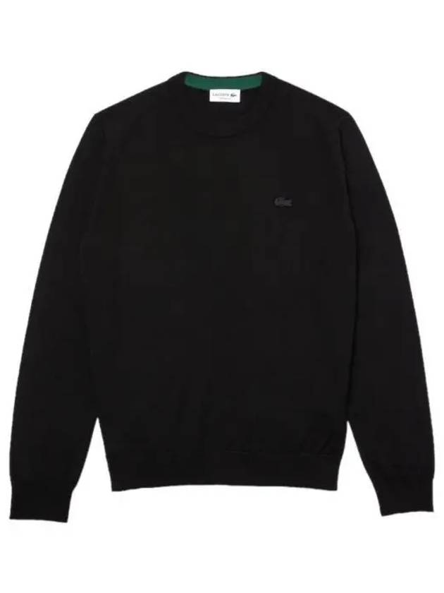 Crew Neck Merino Wool Knit Top Black - LACOSTE - BALAAN 2