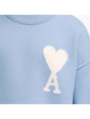 Big Heart Logo Wool Knit Top Blue - AMI - BALAAN 5