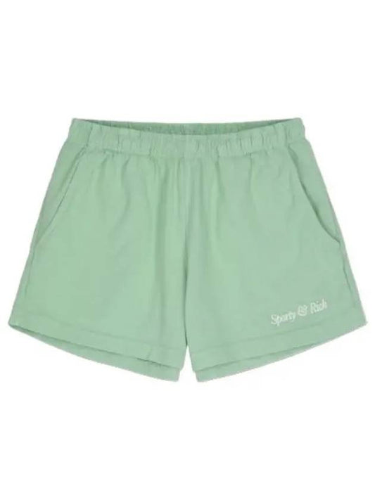 Italic Logo Embroidered Disco Shorts Pants Jade - SPORTY & RICH - BALAAN 1