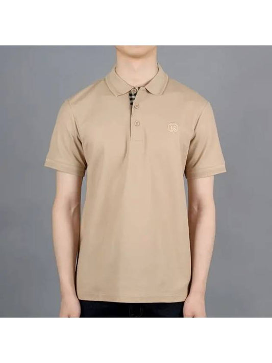 Monogram Motif Cotton Pique Polo Shirt Beige - BURBERRY - BALAAN 2