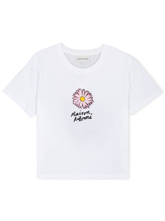 Women s Flower Logo White Short Sleeve T Shirt MW00123KJ0008 WH STK - MAISON KITSUNE - BALAAN 1