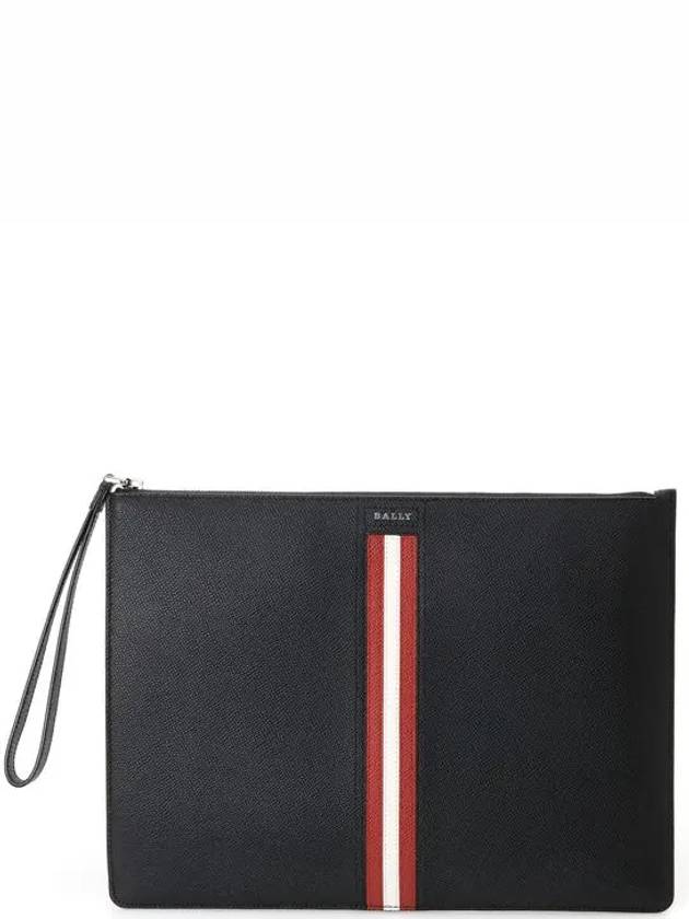 Logo Patch Leather Clutch Bag Black - BALLY - BALAAN 2