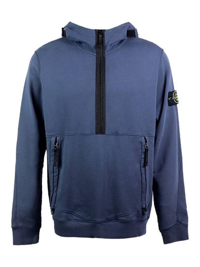 Wappen Patch Hooded Half Zip Up Anorak Blue - STONE ISLAND - BALAAN 2