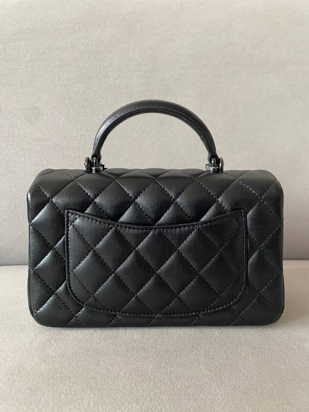 New Mini Top Handle Flap Bag Lambskin Saw Black AS2431 - CHANEL - BALAAN 2