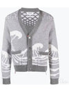 Wave Print Knit Cardigan Grey - THOM BROWNE - BALAAN 2