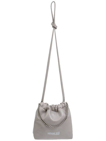 CHAIN STRING MINI CROSS BAG BEIGE GRAY - MACNI - BALAAN 1