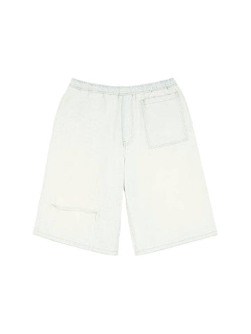 Men's Cutout Oversized Shorts Light Blue - MAISON MARGIELA - BALAAN 1