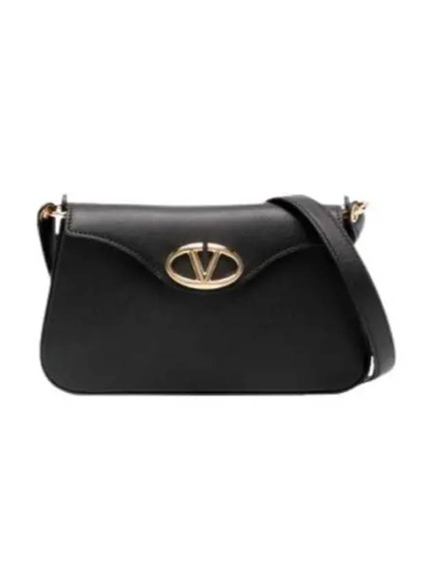 Logo Plaque Fold Over Cross Bag Black - VALENTINO - BALAAN 2