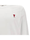 Chain Stitch Heart Logo Long Sleeve T-Shirt White - AMI - BALAAN 5