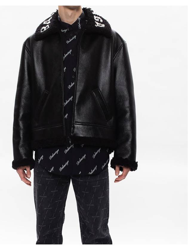 leather shearling jacket black - BALENCIAGA - BALAAN 7