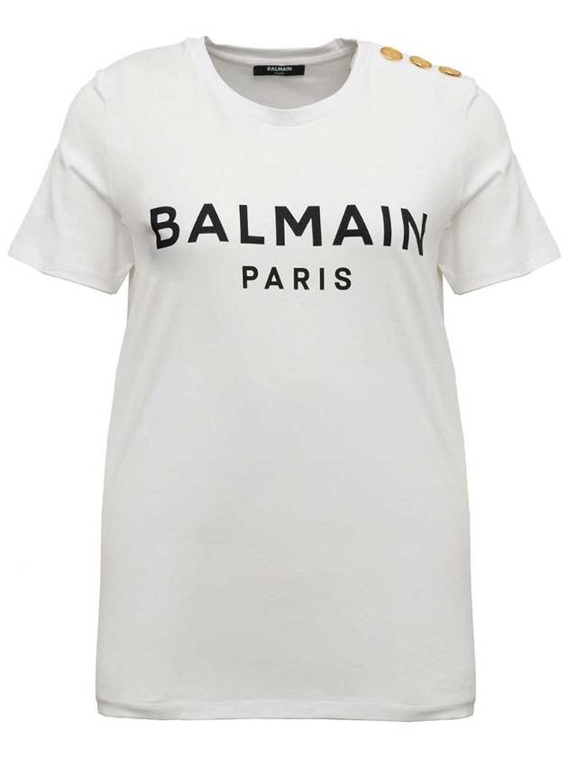 Logo Print Short Sleeve T-Shirt White - BALMAIN - BALAAN 2