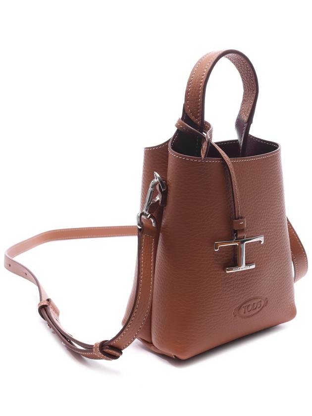 Micro Leather Mini Tote Bag Brown - TOD'S - BALAAN 4