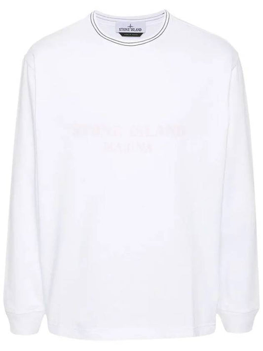 Logo Print Cotton Sweatshirt White - STONE ISLAND - BALAAN 2