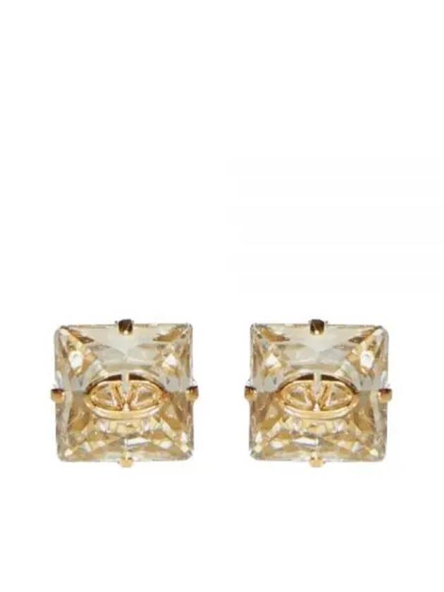 The Bold Edition V Logo Metal Crystal Earrings Gold - VALENTINO - BALAAN 1