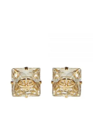 The Bold Edition V Logo Metal Crystal Earrings Gold - VALENTINO - BALAAN 1