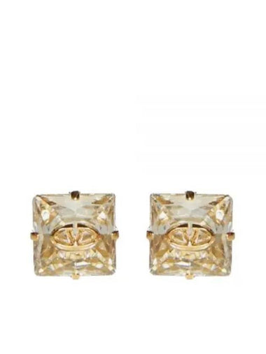 The Bold Edition V Logo Metal Crystal Earrings Gold - VALENTINO - BALAAN 1