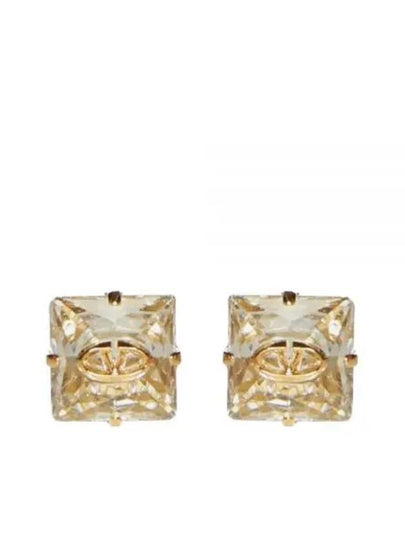 The Bold Edition V Logo Metal Crystal Earrings Gold - VALENTINO - BALAAN 2