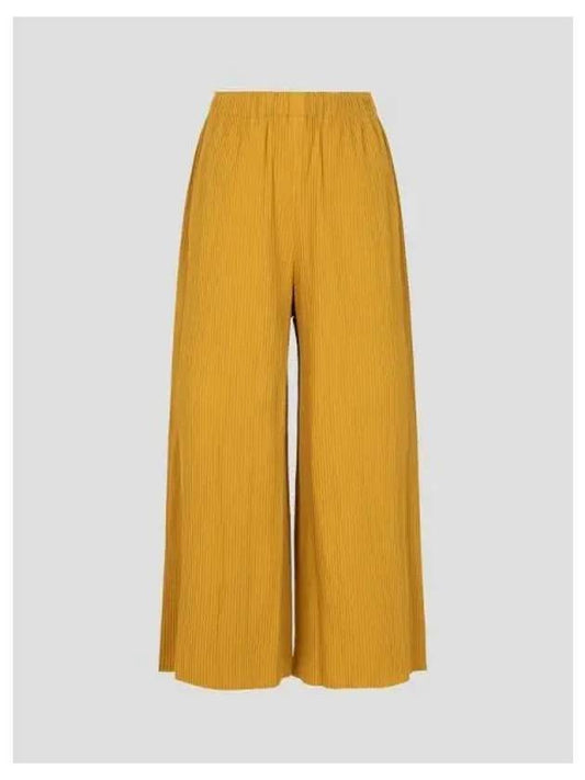 Fine knit pleated color 2 pants yellow Ocher domestic product GM0024090241634 - ISSEY MIYAKE - BALAAN 1